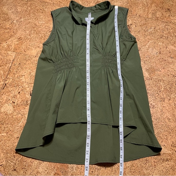 Noble 31 Sleeveless Cotton Blend Button Down Top in Khaki Olive Sz S - Picture 10 of 13